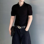 Solid-color Slim-fit Collared T-shirt