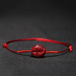 Buddha Stones Handmade Plum Blossom Four Leaf Clover PiXiu Lotus Koi Fish Cinnabar Blessing Braid Bracelet