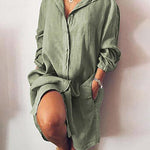 Zeagoo Women's Cotton and Linen Shirt Dress Casual Loose Pocket Midi Dresses