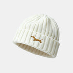 Dachshund Embroidered Pattern Thick And Warm Knitted Hat