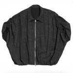 Women Pleated Textured Zip-up Collar Shirt