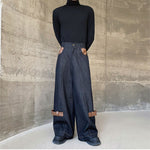 Denim Suit PU Splicing Jacket Two-Piece Set