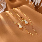 Buddha Stones 925 Sterling Silver Year of the Rabbit Hetian White Jade Happiness Drop Earrings (Extra 35% Off | USE CODE: FS35)