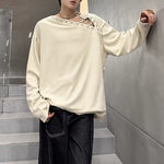 American Off-shoulder Tie-back Textured T-shirt