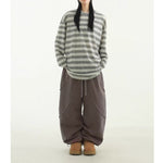 Flowy Loose-fitting Striped T-shirt