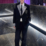 Shiny Rhinestone Chain Loose Shoulder Pad Jacket