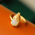 Buddha Stones 18k Gold-plated Pixiu Jade Wealth Ring (Extra 35% Off | USE CODE: FS35)