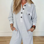 Zeagoo Women's Casual Button Long Sleeve Jumpsuit