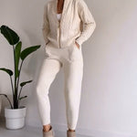 Zeagoo Women's Casual Twist Jacquard Sweater Cardigan Two-Pieces Set