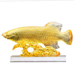 Buddha Stones Handmade Liuli Crystal Koi Fish Art Piece Luck Home Office Decoration
