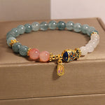 Buddha Stones Jade Yanyuan Agate White Jade Koi Fish Scripture Charm Luck Bracelet