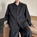Silky 3D Lace Rose Gem Button Loose Shirt