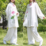 Buddha Stones Lotus Flower Leaf Pattern Tai Chi Meditation Prayer Spiritual Zen Practice Clothing Women's Set (Extra 30% Off | USE CODE: FS30)