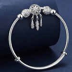 Buddha Stones Tibetan White Copper Blessing Dream Catcher Charm Bracelet