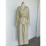 Women's V-Neck Tie-Waist Linen Shirt and Maxi Skirt Two-Piece Set