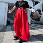 Scimitar Button Loose Casual Wide-leg Pants