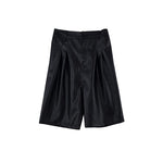 Black Pu Leather Wide Leg Shorts