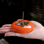 Buddha Stones Persimmon Ceramic Meditation Healing Incense Burner Incense Holders