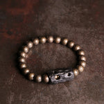 Buddha Stones Tibet Ebony Wood Copper Peace Balance Beaded Bracelet