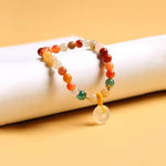 Buddha Stones 14K Gold Plated Colorful Golden Silk Jade Peace Buckle Wealth Bracelet
