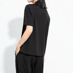 Draped Hem Pleated Patchwork T-shirt