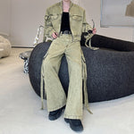Washed Multi-pocket Workwear Denim Suit