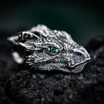 Buddha Stones Pure Tin Dragon Head Luck Protection Metal Necklace Pendant