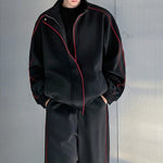 Stand-up Collar Sports Jacket and Casual Loose Pants Two-piece Set