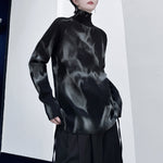 Stand Collar Spray-painted Knitted Sweater