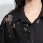 Women Irregular Lace Patchwork Loose Casual T-shirt