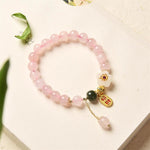 Buddha Stones Natural Pink Crystal Jade Flower Warm Love Bracelet