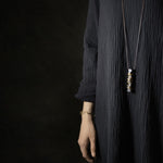 Buddha Stones Tibet Ebony Wood Brass Balance Peace Necklace Pendant