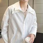 Detachable Double Collar Long Sleeve Shirt