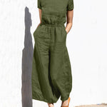 Zeagoo Women's Cotton Linen Wide Leg Jumpsuit