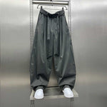 Loose-fitting Curved Elastic Waist Casual Pants