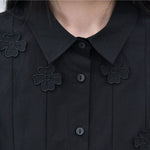 Women's 3D Patchwork Floral Print Pleated Hem Shirt