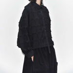 Tassel-trimmed Patchwork Lapel Loose Shirt