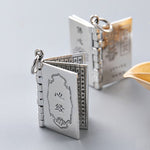 Buddha Stones 990 Sterling Silver Heart Sutra Great Compassion Shurangama Mantra Lotus Vajra Peace Necklace Pendant
