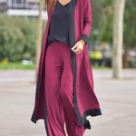 Zeagoo Women's Cardigan Sets 3 Piece Pants Suits Dressy Casual Long Sleeve Lounge Sets Loose Fit Pajamas Set