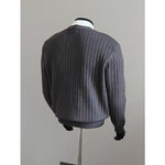 V-neck Striped Knit Cardigan