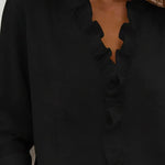 Susan | Blouse with Ruffles, V-Neck and Long Sleeves