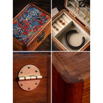 Buddha Stones Retro Handmade Floral Pattern Rosewood Jewelry Storage Box Lockable Wooden Gift Organizer Box