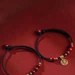 Buddha Stones Cinnabar Bead Fu Character Charm Blessing Braided String Bracelet (Extra 30% Off | USE CODE: FS30)