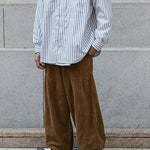 Loose Drawstring Corduroy Trousers