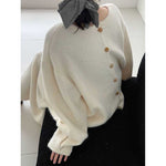 Korean Back Button Knit Sweater Skirt Two-piece Set