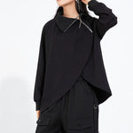 High-neck Side-zip Irregular Loose Top