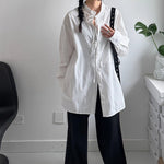 Deconstructed Drawstring Vertical Striped Loose Casual Shirt