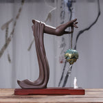 Buddha Stones Tibetan Lotus Blessing Ceramic Incense Burner Decoration
