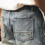 Vintage Patchwork Straight-leg Denim Shorts
