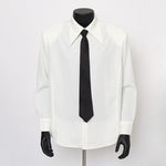 Black Padded Shoulder Tie Shirt